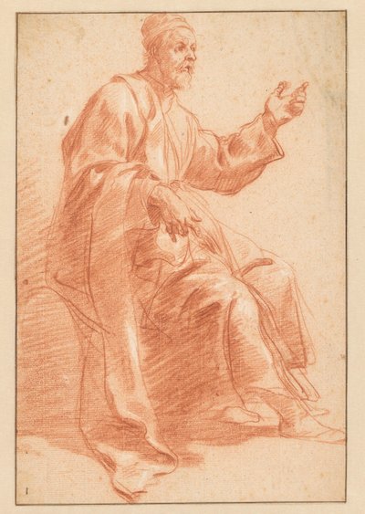 Seated Old Man with Raised Left Hand by Jan van den Bergh