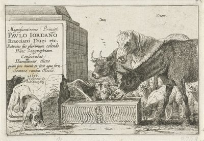 Animals by a Fountain by Jan van den Hecke