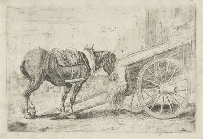 Horse by a Cart by Jan van den Hecke