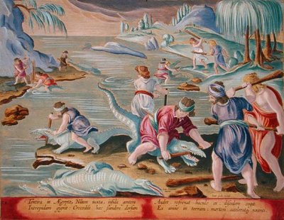 Killing Crocodiles Using Sticks and Clubs, Plate 88 from 