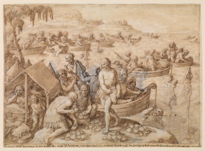Pearl Diving by Jan van der (1523-1605) Straet
