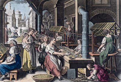 Silk Production in Europe in the 16th Century by Jan van der (1523 1605) (after) Straet
