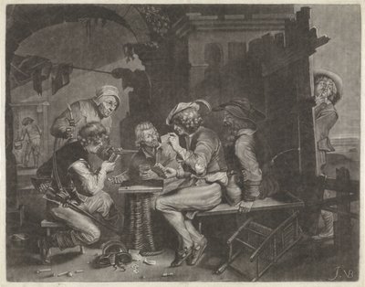 Card Players and a Man Urinating by Jan van der Bruggen