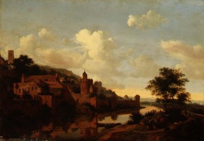 A Fortified Town above a River by Jan van der Heyden