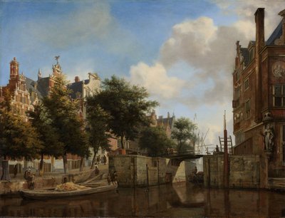 Amsterdam City View with Houses on the Herengracht and the Old Haarlemmersluis, c.1670 by Jan van der Heyden