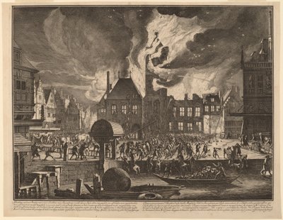 Burning of the Old Amsterdam Town Hall by Jan van der Heyden