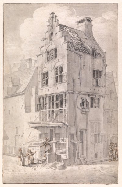 A Burned House on Bloedstraat by Jan van der Heyden