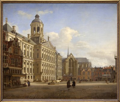 The Dam with the New City Hall in Amsterdam by Jan van der Heyden