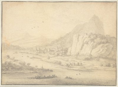 Mountainous River Landscape with Boats by Jan van der Meer (II)