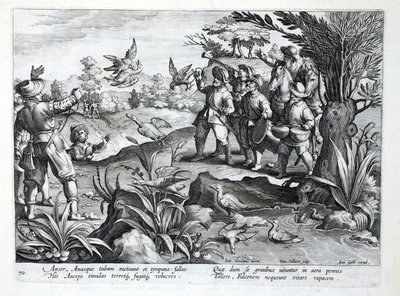 Hunters using Falcons to hunt Geese, illustration from 