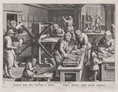 Sculptura in Aes, The Workshop of an Engraver by Jan van der Straet, called Johannes Stradanus