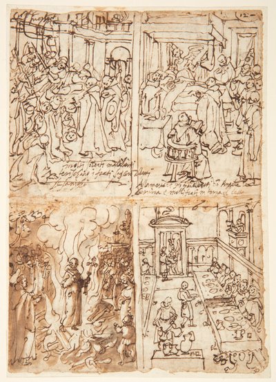 Eight Scenes from Life of San Giovanni Gualberto (recto and verso) by Jan van der Straet, called Stradanus