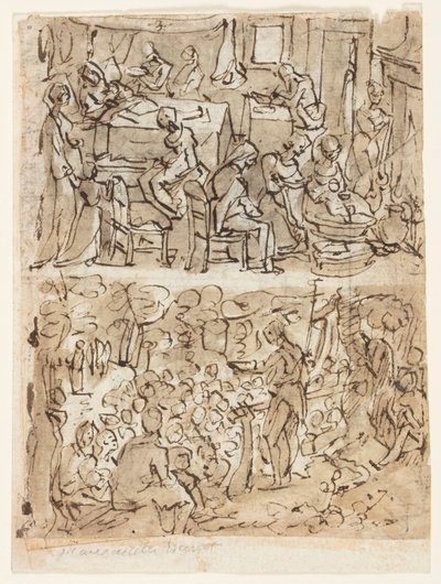 Four Scenes from the Life of St. John the Baptist, Preliminary Designs for a Print Series (recto and verso) by Jan van der Straet, called Stradanus