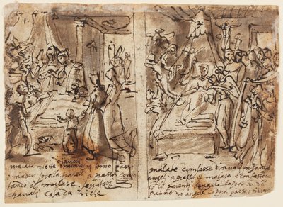 Page of a Sketchbook; The Dying Pious by Jan van der Straet, called Stradanus