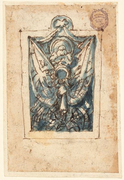 Page of a Sketchbook; Trophy of Arms by Jan van der Straet, called Stradanus