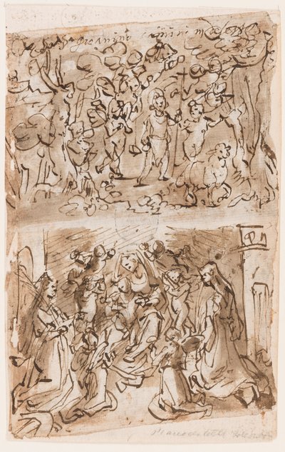 Young St. John the Baptist Guided by Angels in the Desert; Sacra Conversazione with Sts. Barbara and Catherine; Cruxifiction; Christ Healing Paralytics Near the Pool of Bethesda by Jan van der Straet, called Stradanus