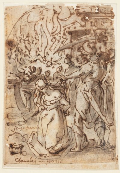 Sketchbook Page with Beheading of a Female Martyr by Jan van der Straet, called Stradanus