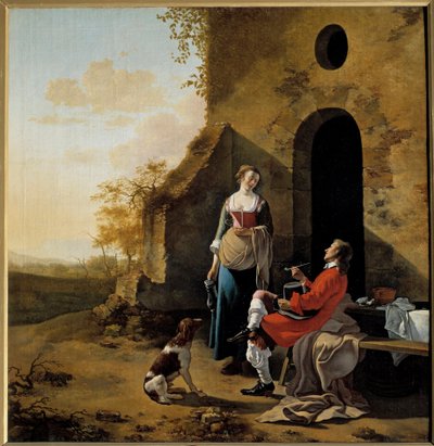 Gallant Conversation at the Entrance of an Inn by Jan van der the Elder Meer