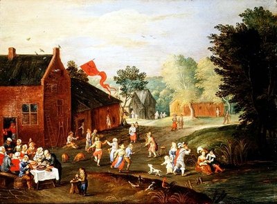 Peasants Feasting in a Village by Jan van the Elder Kessel