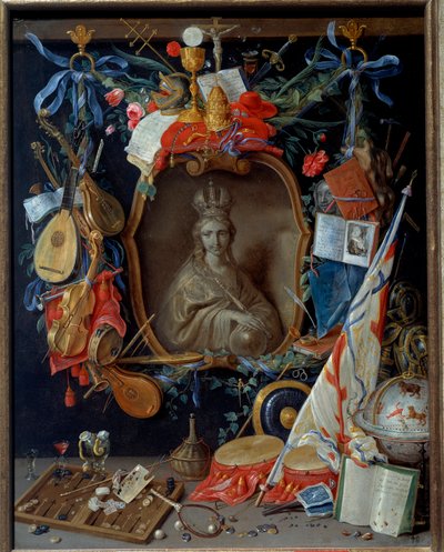 Virgin Surrounded by Vanitas Symbols. Painting by Jan I Kessel the Elder (1626-1679) by Jan van the Elder Kessel