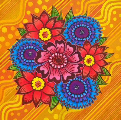 Flowers on yellow, 2022 by Jane Tattersfield