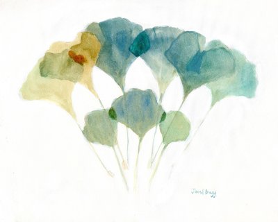 Ginkgo Leaves Layered with Soft Colors, c.2021 by Janel Bragg