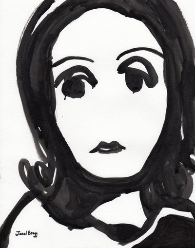 Greta Garbo Illustration in Black and White, c.2000 by Janel Bragg