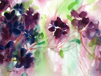 Purple Watercolor Blooms by Janel Bragg