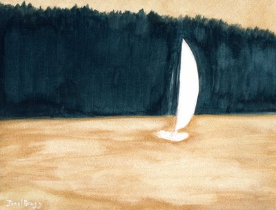 Sailboat in Guemes Channel by Janel Bragg