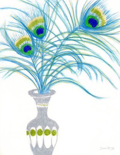 Still Life with Peacock Feathers by Janel Bragg