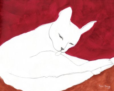 White Cat with Russet and Rose, c. 2024 by Janel Bragg