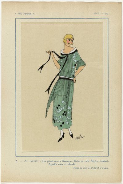 Very Parisian, 1923, No 6: 2.- In the Garden. / The Pleats are in Honor... by Janik