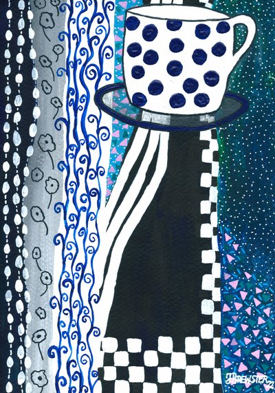 Polka Dot Teacup by Janine Brewster