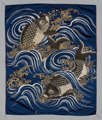 Gift Cover (Fukusa) with Carp in Waves by Japan, Meiji period