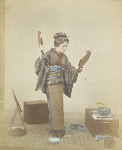Japanese woman with mirrors by Japanese Photographer