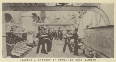 Loading a Battery of Five-Inch Deck Cannon by Japanese Photographer