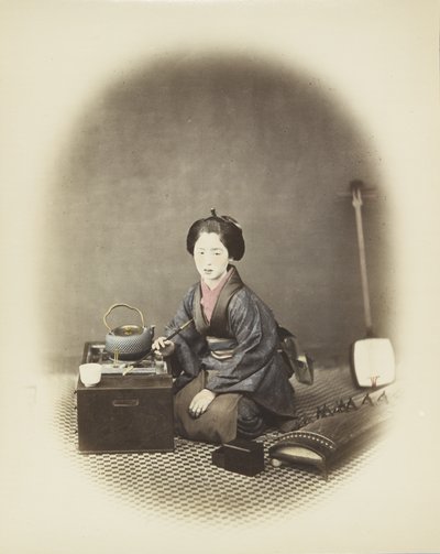 Woman with a koto and shamisen by Japanese Photographer