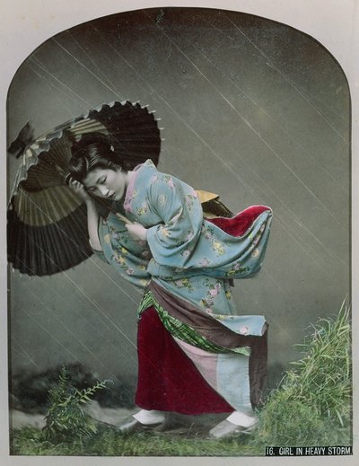 Young Japanese Girl in the Rain by Japanese Photographer