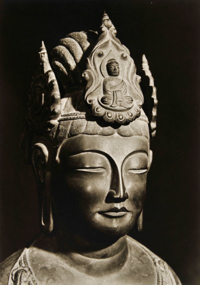 Yumechigai Kannon from the Early Nara Period, Horyuji, Nara, Japan, 1950 by Japanese Photographer