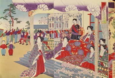 A Display of Gymnastics before the Emperor by Japanese School