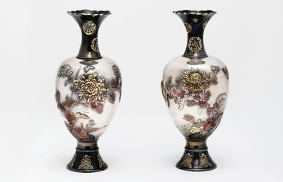 A Pair of Ozeki Studio Vases, Meiji period, late 19th century by Japanese School