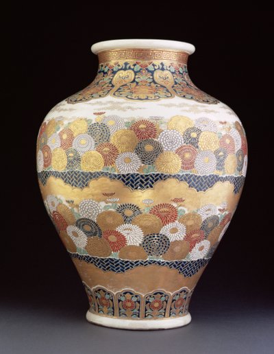 A Satsuma vase painted with chrysanthemums, late 19th century by Japanese School