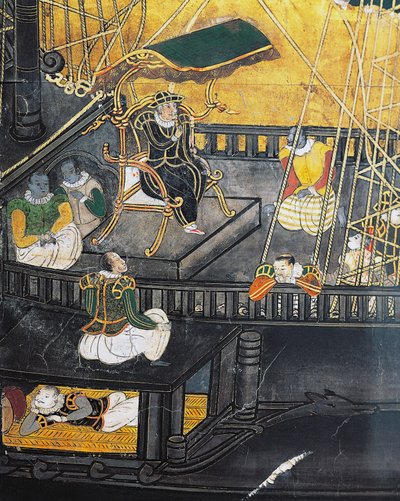 Arrival of the Portuguese in Japan, screen, Namban art by Japanese School