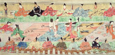 Banquet scene from a painted handscroll of the Tale of Muramatsu by Japanese School