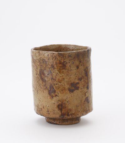 Cylindrical Tea Bowl with Inscription by Japanese School