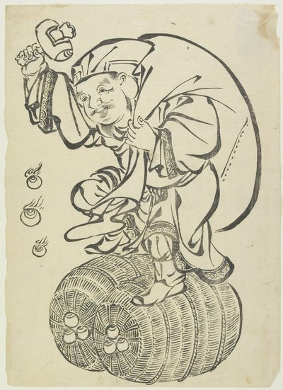 Daikoku God Dancing on Rice Bales, mid to late 18th century by Japanese School