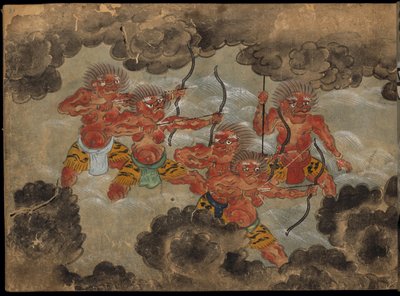 Demons firing bows, illustration from the 
