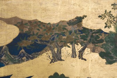 (detail) Spring in the Palace, Six-Fold Screen from The Tale of Genji, c.1650 by Japanese School