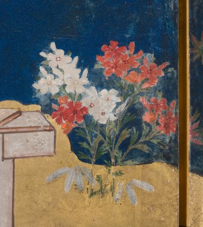 (detail) Spring in the Palace, Six-Fold Screen from The Tale of Genji, c.1650 by Japanese School