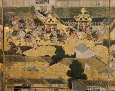 Detail of Views In and Around Kyoto (Rakuchu rakugai zu), ca.1616-24 (detail) by Japanese School